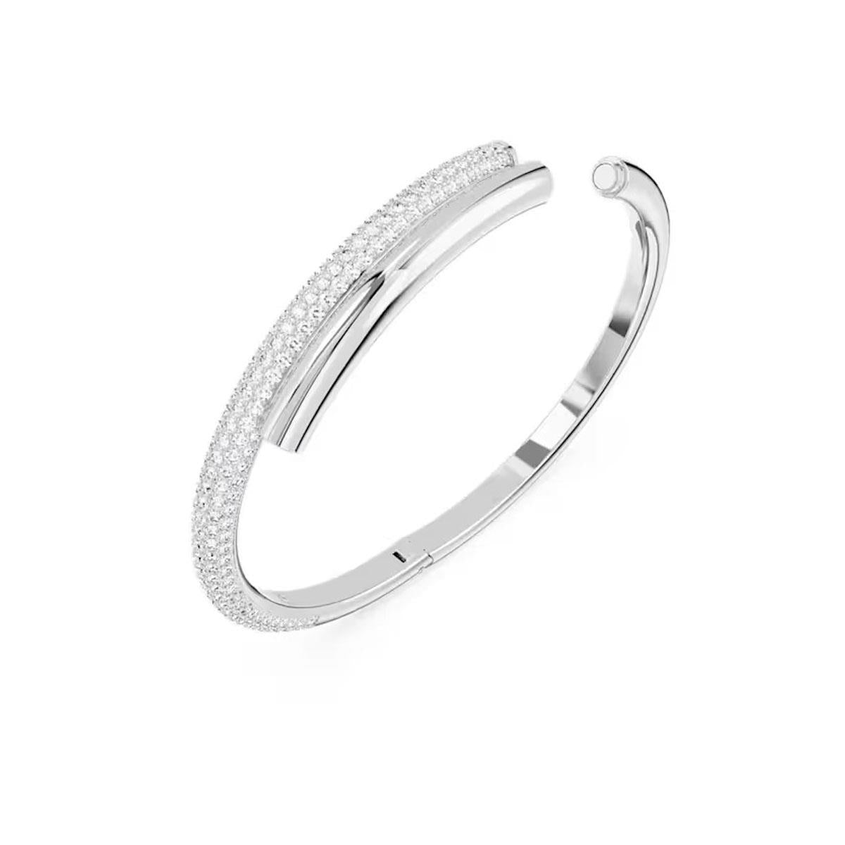 Silver Bangle Bracelet with Real Elements
