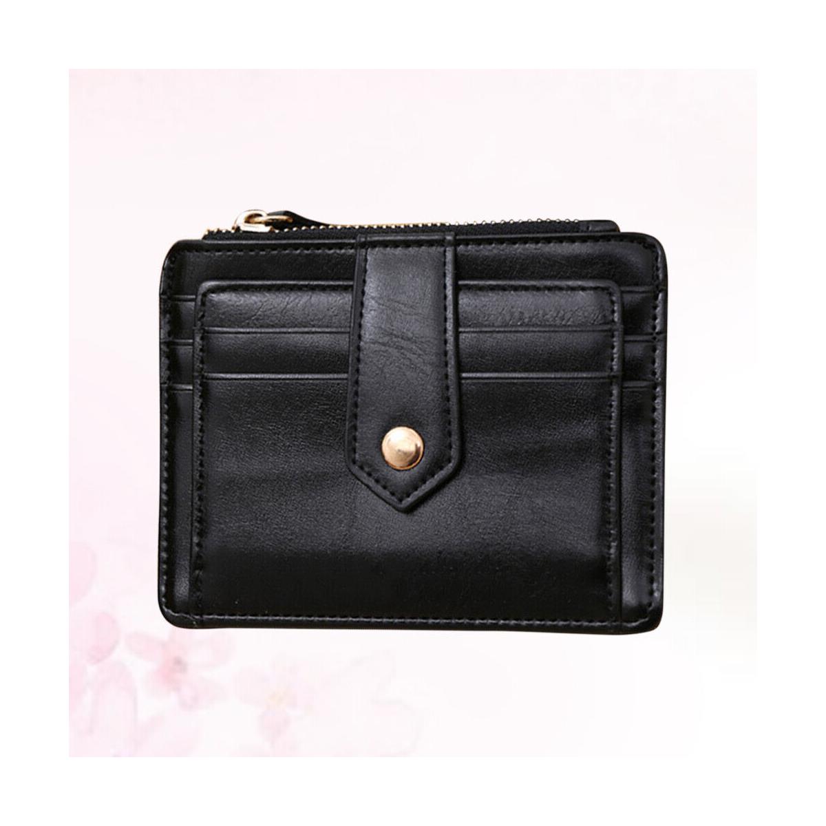 Charles William Soft Black Leather Money Clip 9 Slots with Coin Zip Pouch High Quality Stitching