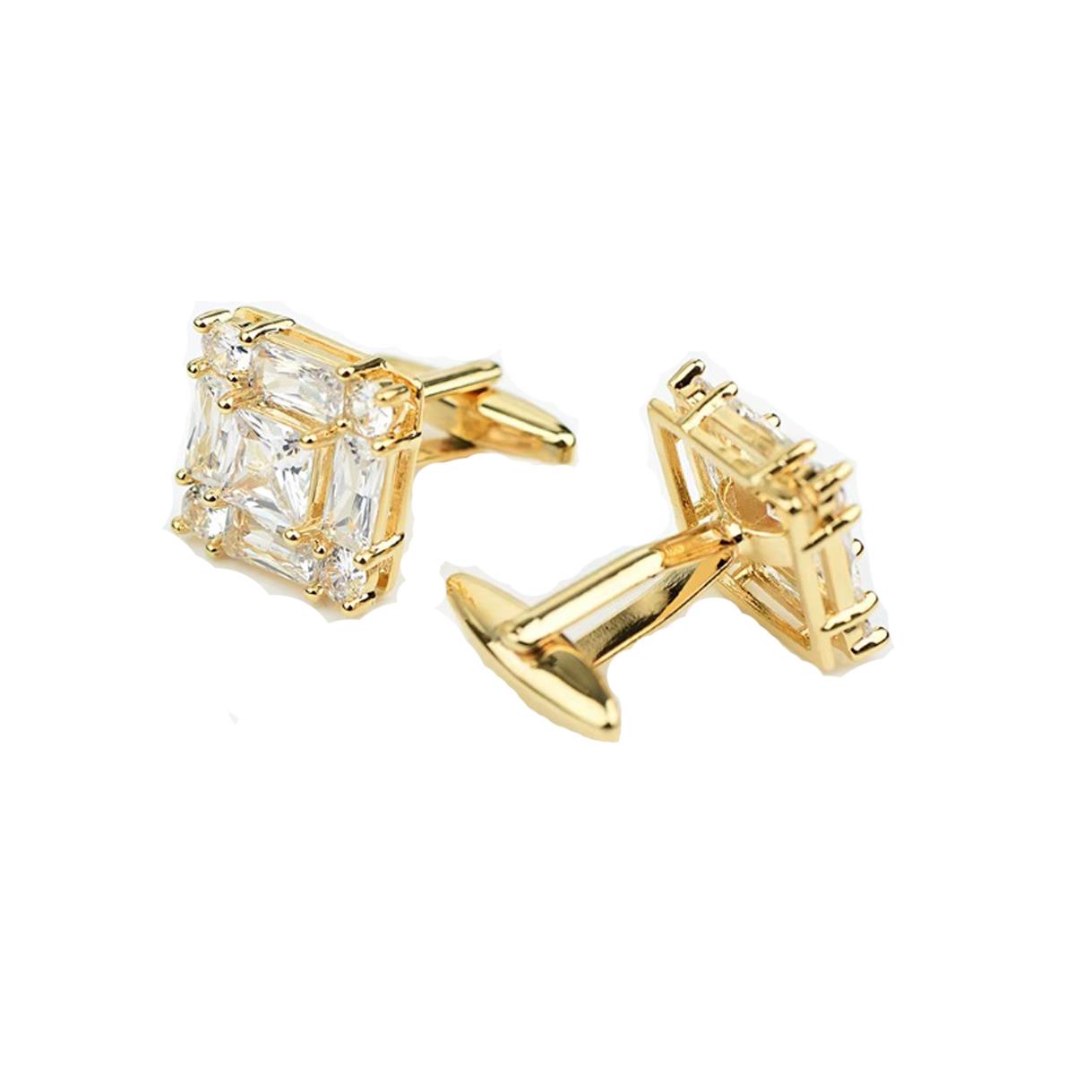 Charles William Cufflinks Crystal Gold in Stunning Design