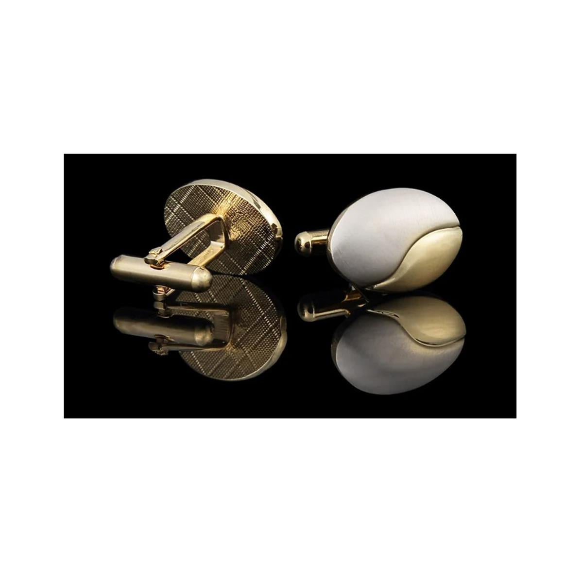 Luxury Oval Cufflinks Gold and Silver Twirl Great Gift Elegant Present