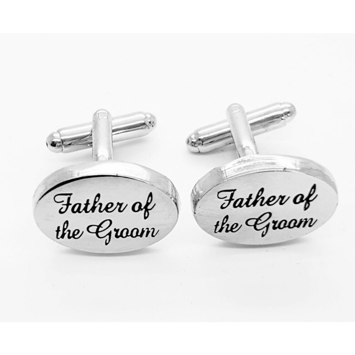 Charles William Silver Father Groom Cuffflinks Wedding Bride Groom Party Oval Cufflink