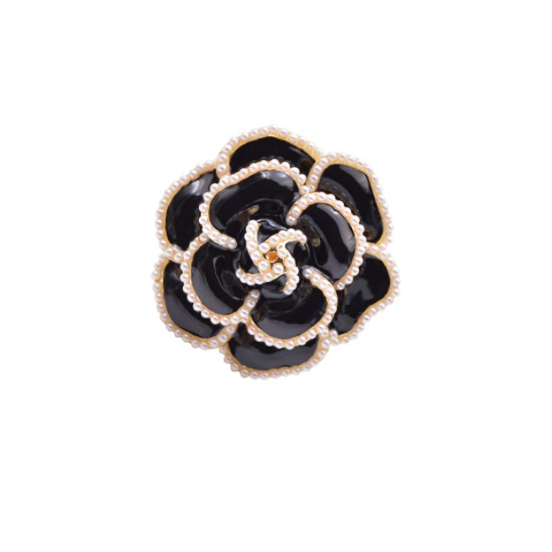 Charles William Black White Brooch for Dress Flower