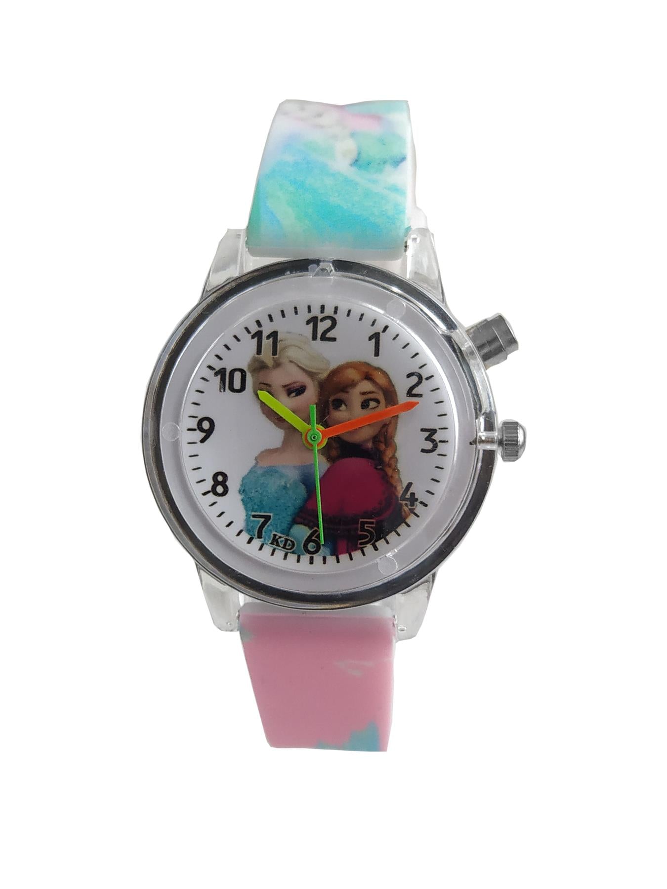 Cute Light Pink Princess Queen Watch FLASHING LIGHTS Numbers Child Watches Easy Time