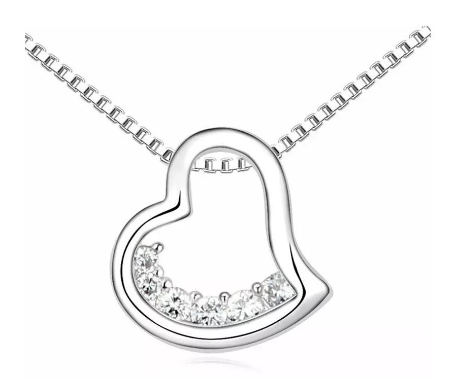 Charles William Ladies Womens Girls Silver Tone Small Heart Pendant Necklace