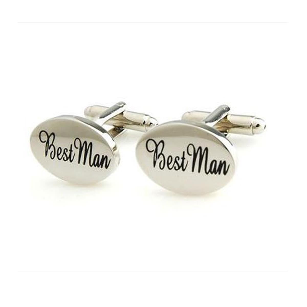 Charles William Silver Best Man Cuffflinks Wedding Party Friend Oval Cufflink Tuxedo Suit Shirt UK