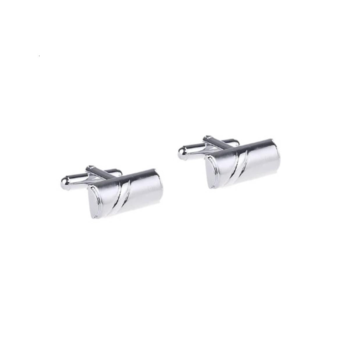 Silver Cufflinks Barrel Shape Stripe Pattern Smart Formal Cufflink UK Delivery