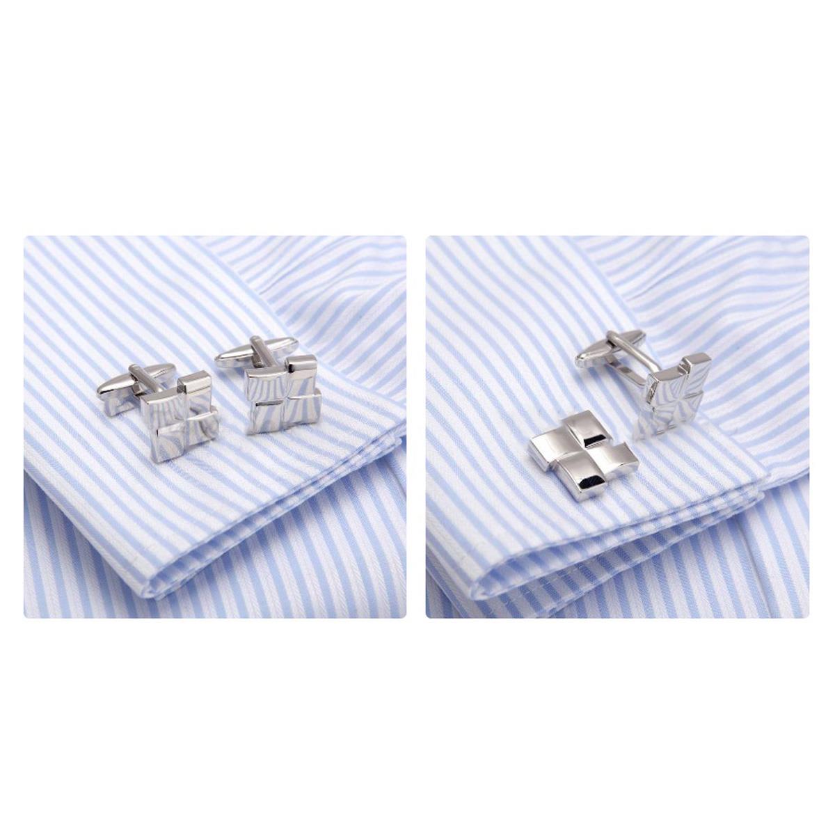 Charles William Mens Smart Overlapping Cufflinks Unique Design Square Rectangle Gift