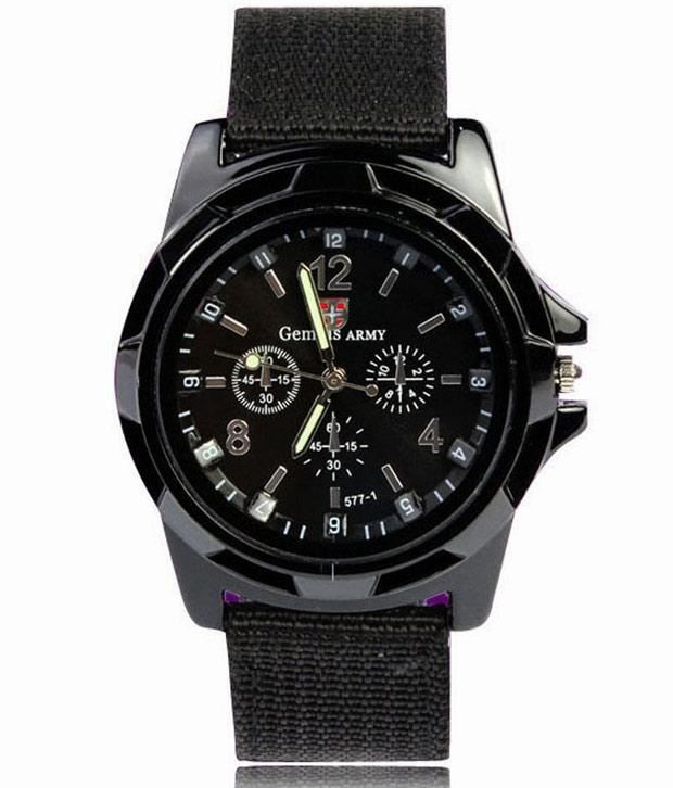 Quartz Analogue Watch Comfortable Black Material Strap
