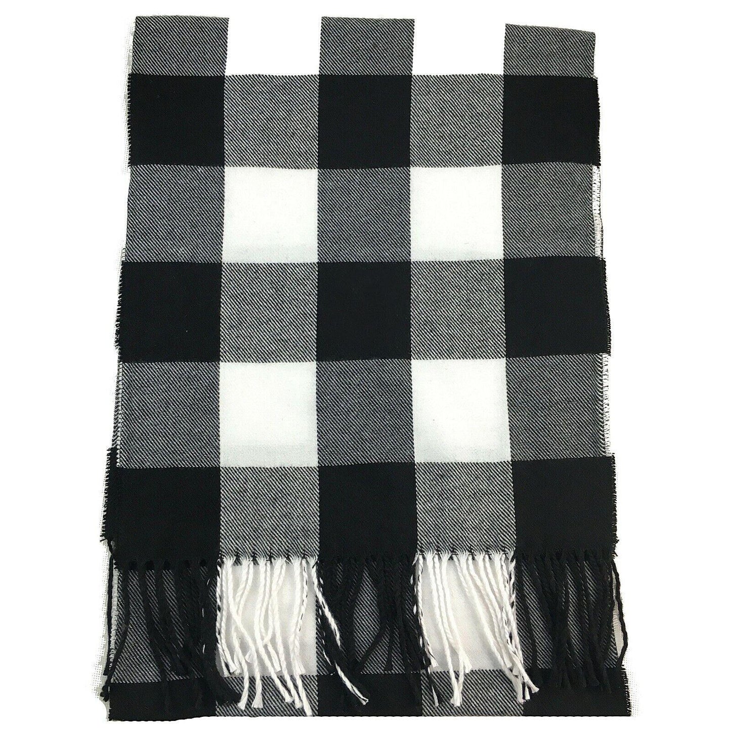 Premium Soft Scarf Black White Striped Criss Cross Warm Gentle and Luxurious