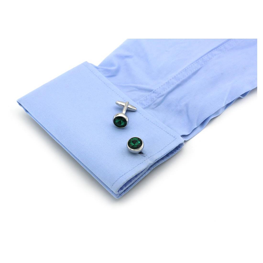 Charles William Elegant Silver Emerald Green Cufflinks