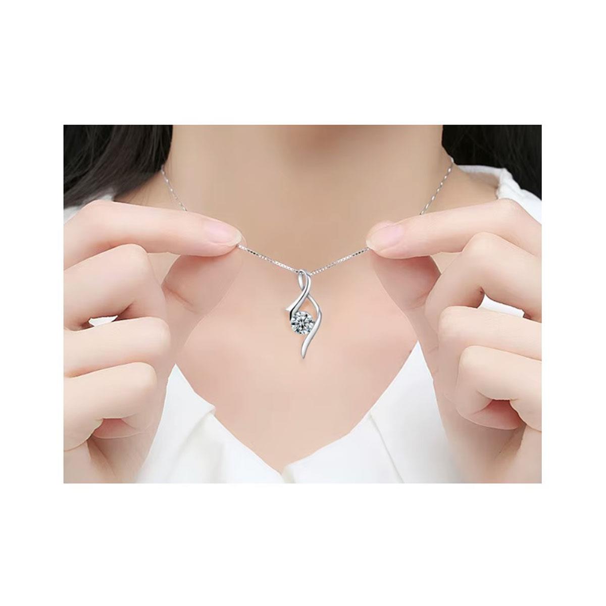 Silver Necklace Twirl Design Charles William Ladies Jewellery