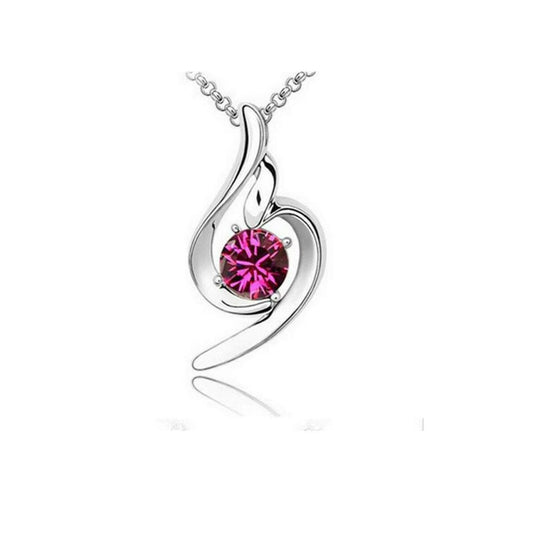 Silver Necklace Swish Design Charles William Plum Purple Jewellery