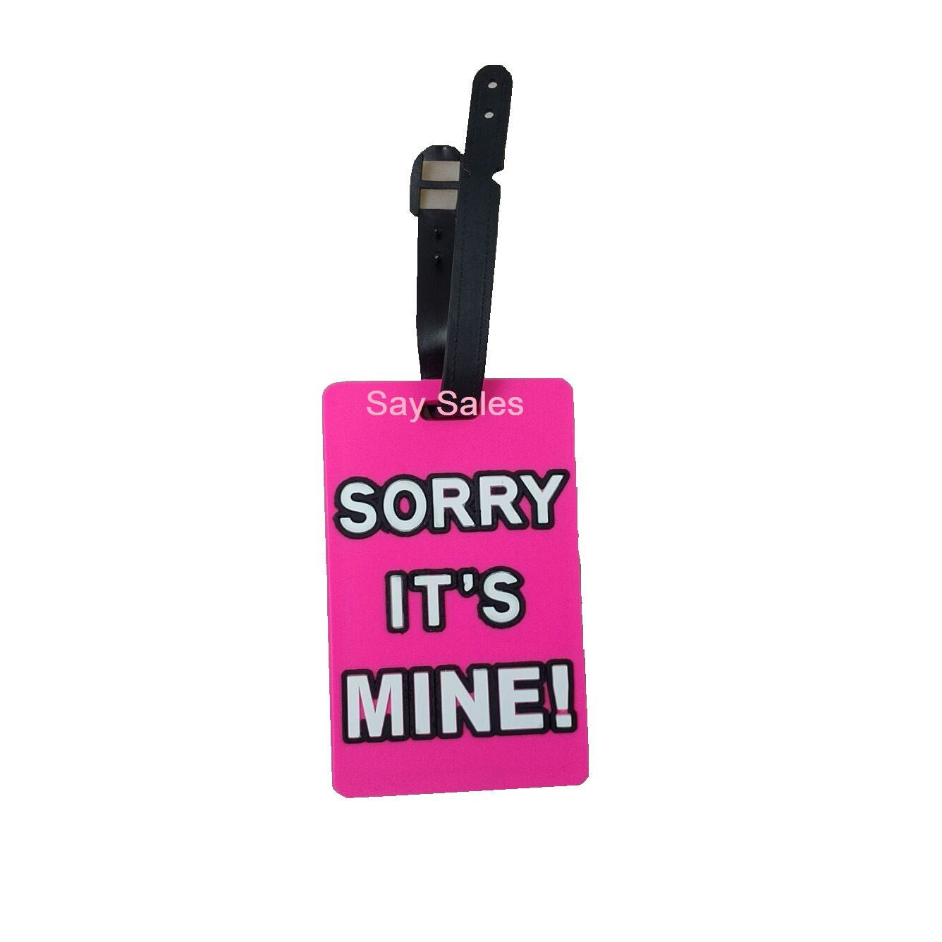 Pink Luggage tag Suitcase Name Label ID Pouch Fun Novelty Holiday Travel Bag