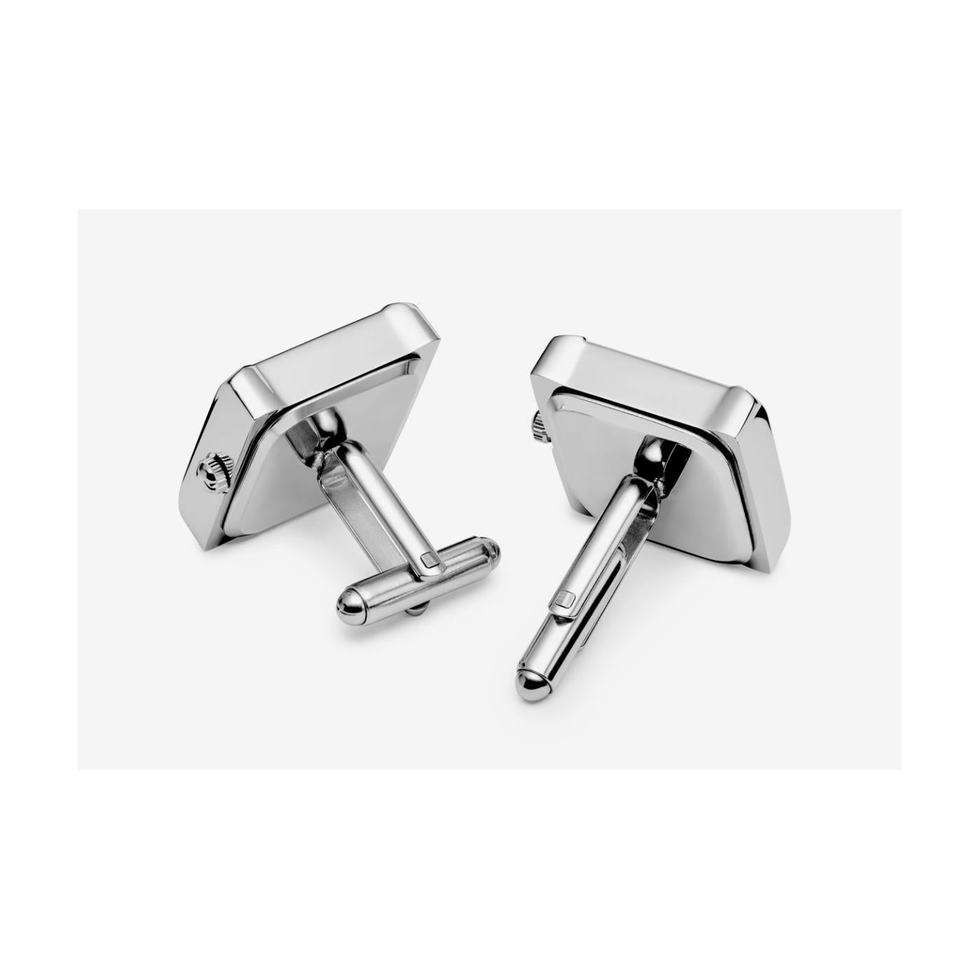 Charles William Working Silver Square Clock Watch Cufflinks