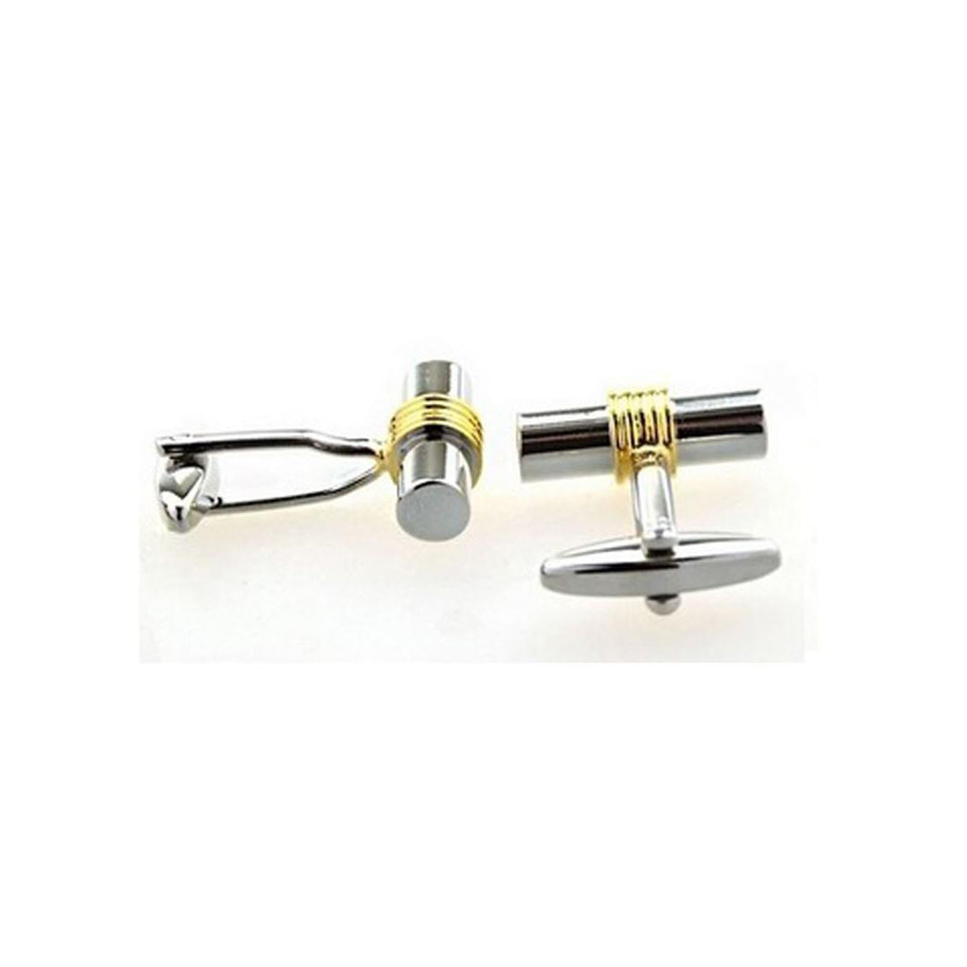 Charles William Elegant Two Tone Gold Silver Barrel Round Cufflinks Smart Office Wedding UK