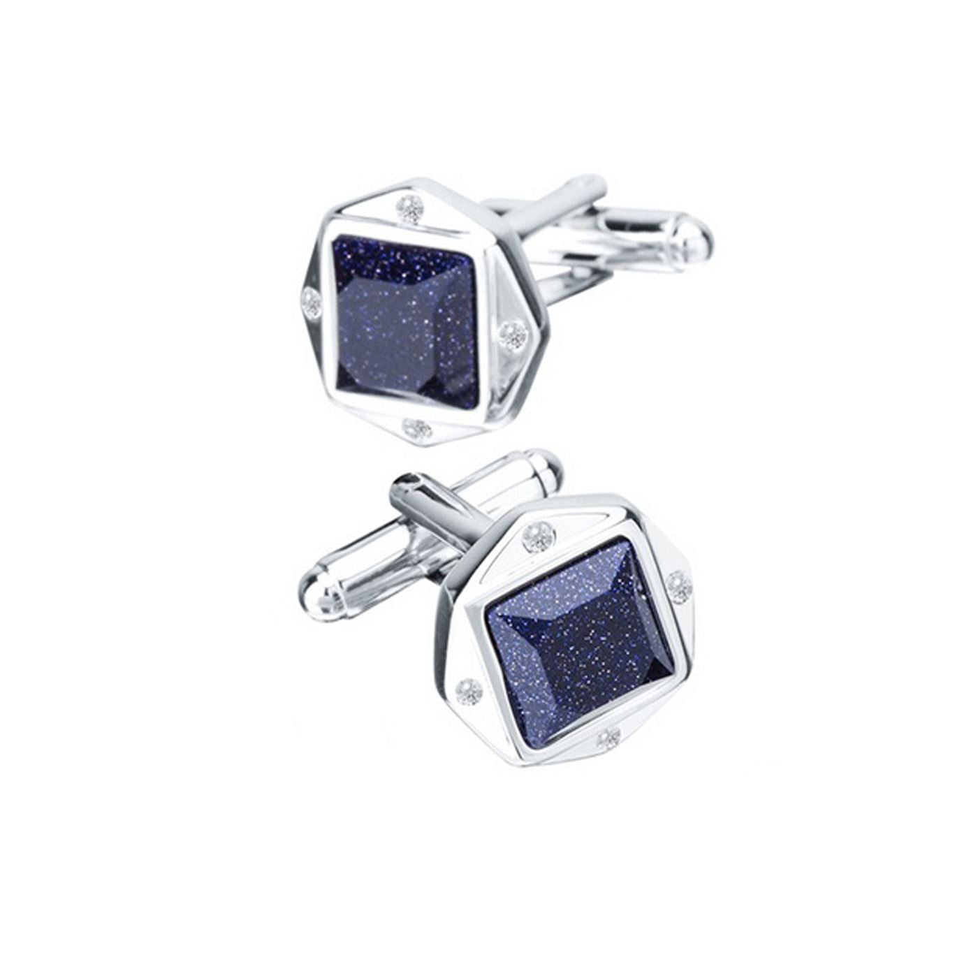 Charles William Smart Sparkly Glitter Blue Silver Cufflinks Square Round Business Fashion Shirt UK