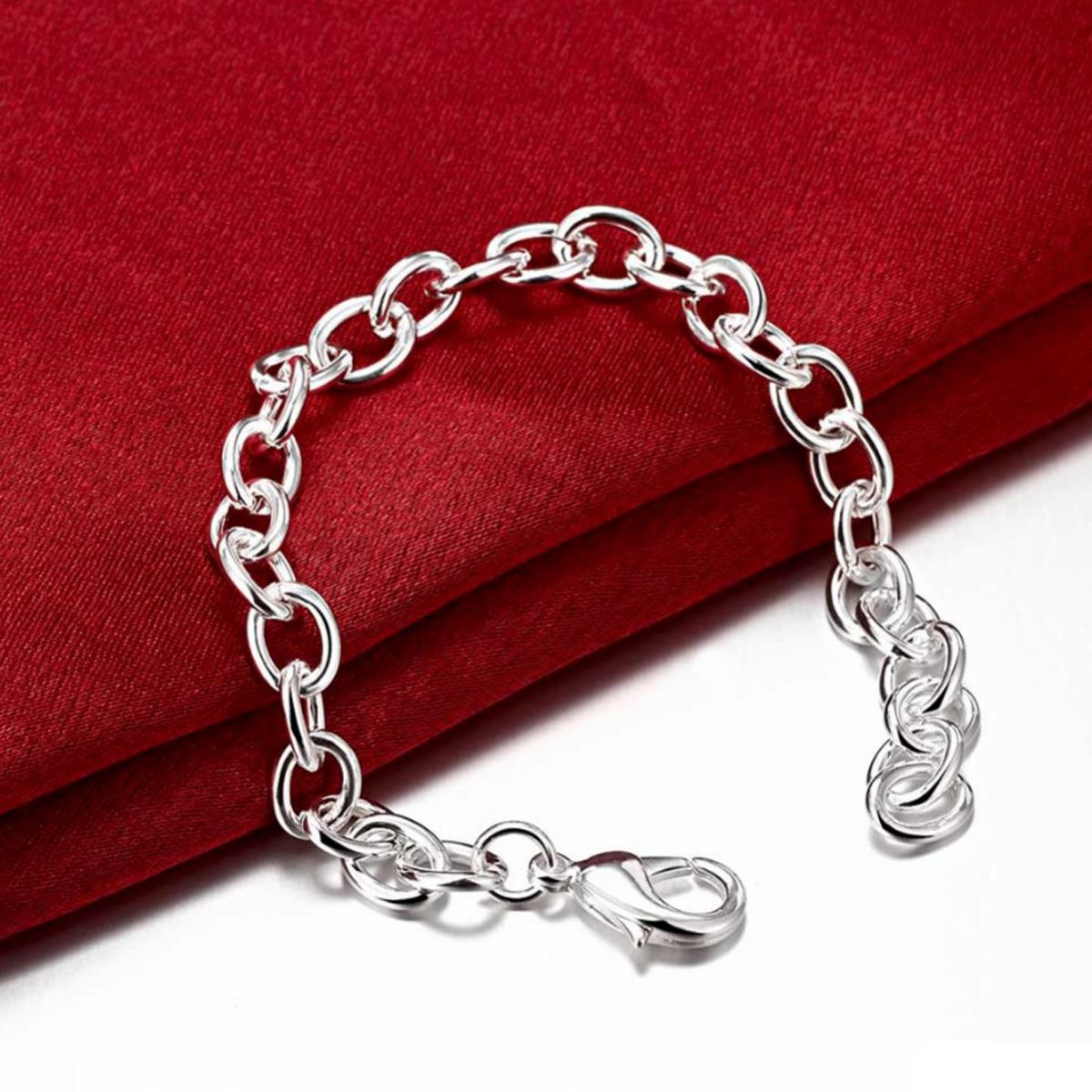 Women's Ladies Silver Plated Charm Chain Bracelet With Lobster Close Modern UK Seller BG1720