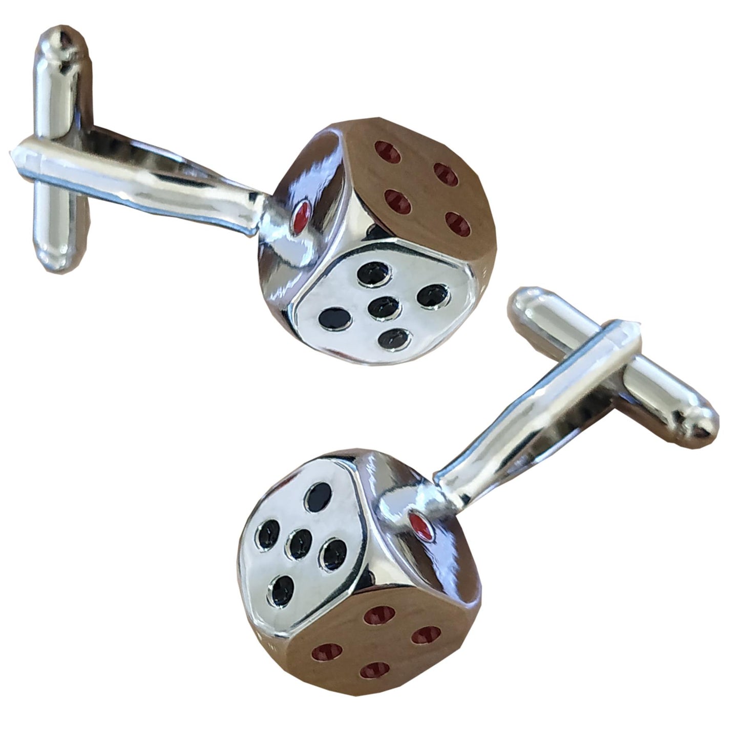 Charles William Silver Dice Cufflinks Gamble Roll Present Lucky Charm Throw Good Luck Poker UK