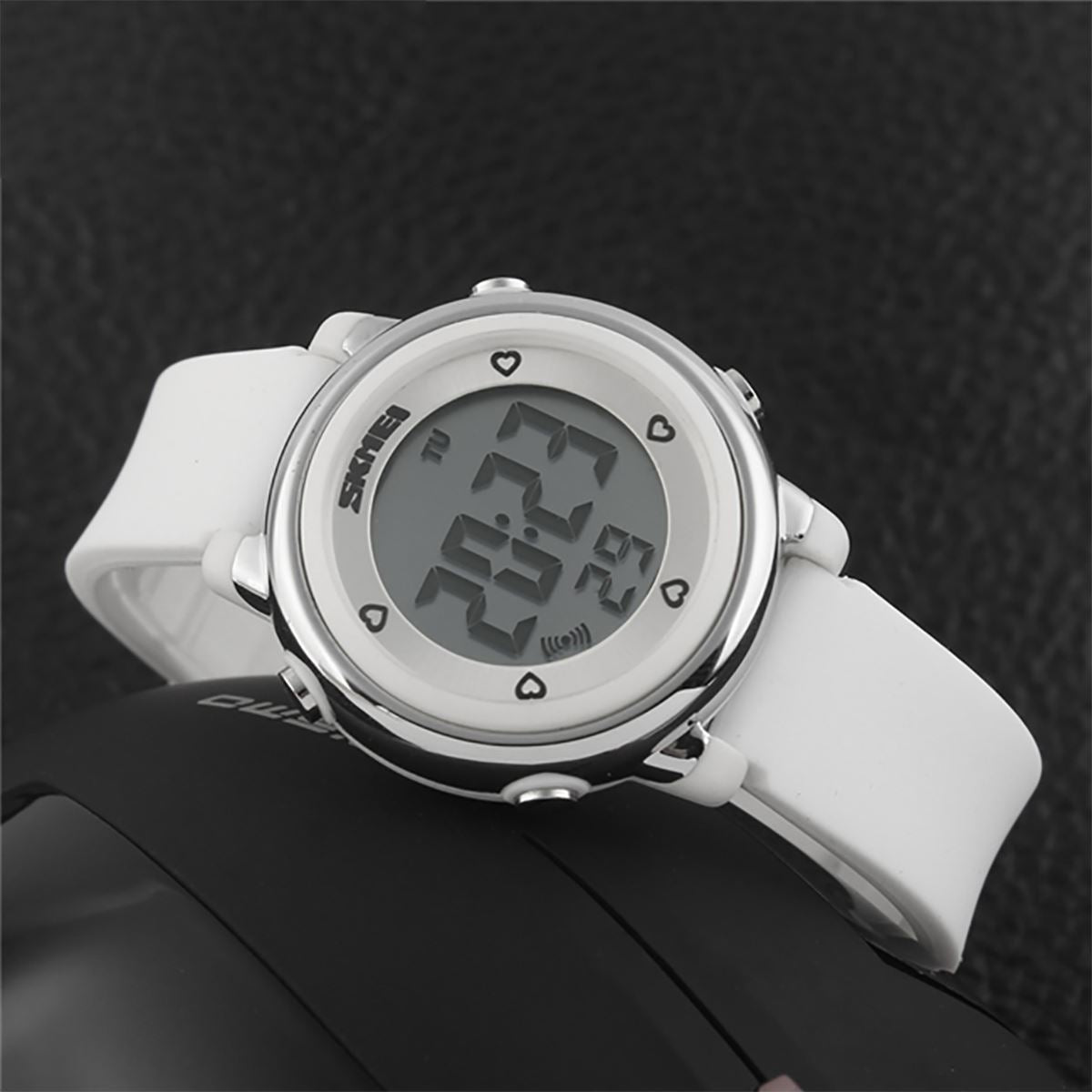 Skmei Kids Girls White Digital Watch 50m Water Resistant With Stopwatch Alarm Ages 5+ DG1100