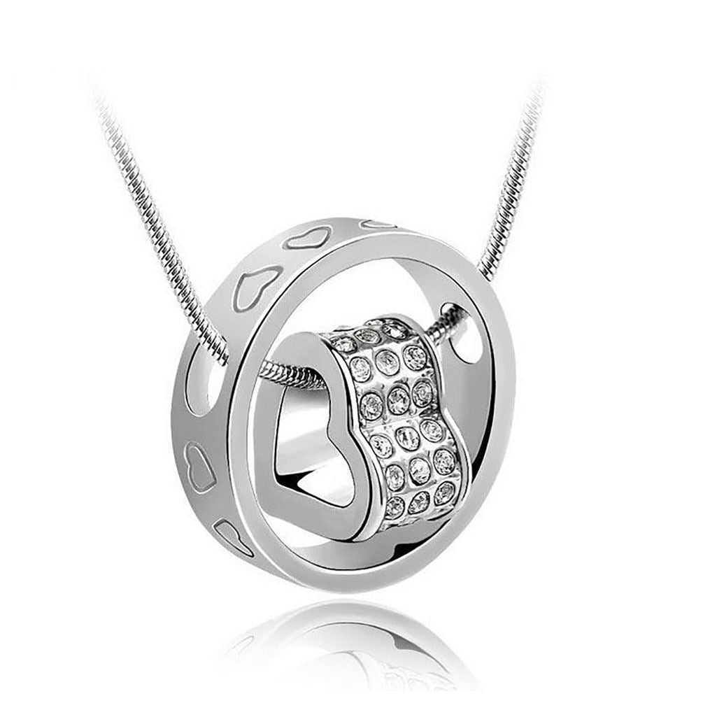 Women's Beautiful Heart Pendant Necklace Circle Love UK Seller