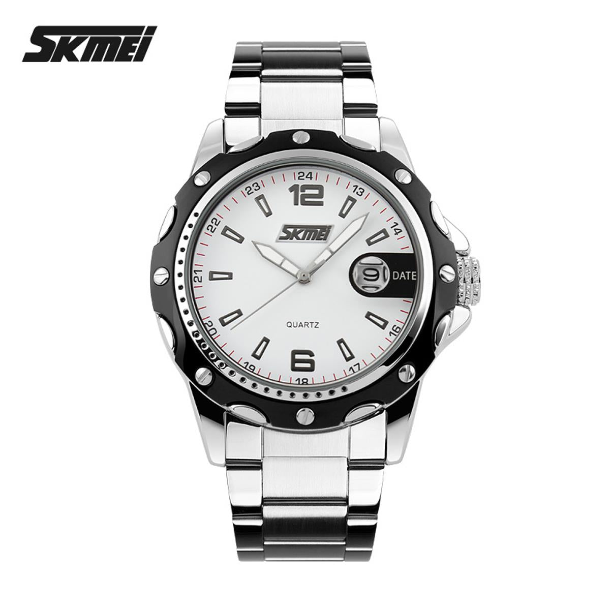 Skmei Mens Watch Stunning Analogue Watches Silver Stainless Steel Date SK0992 UK