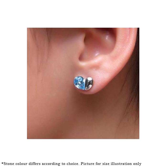 Dark Blue Love Heart Stud Earrings Crystal Silver Jewellery Present Gift UK