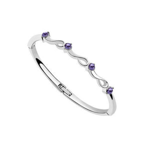 Silver Bracelet Bangle with Purple Elements