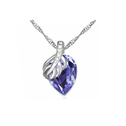 Gorgeous Ladies Pendant Necklace Fruit Leaf Purple Large Stone Silver Jewellery Gift