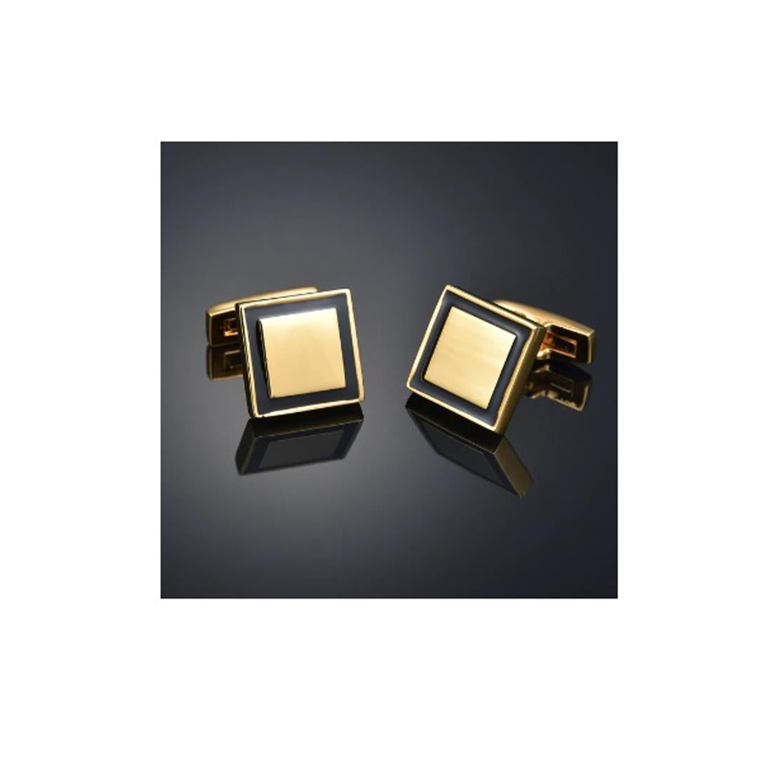 Charles William Classy Gold Cufflinks Square Shape Black Gold