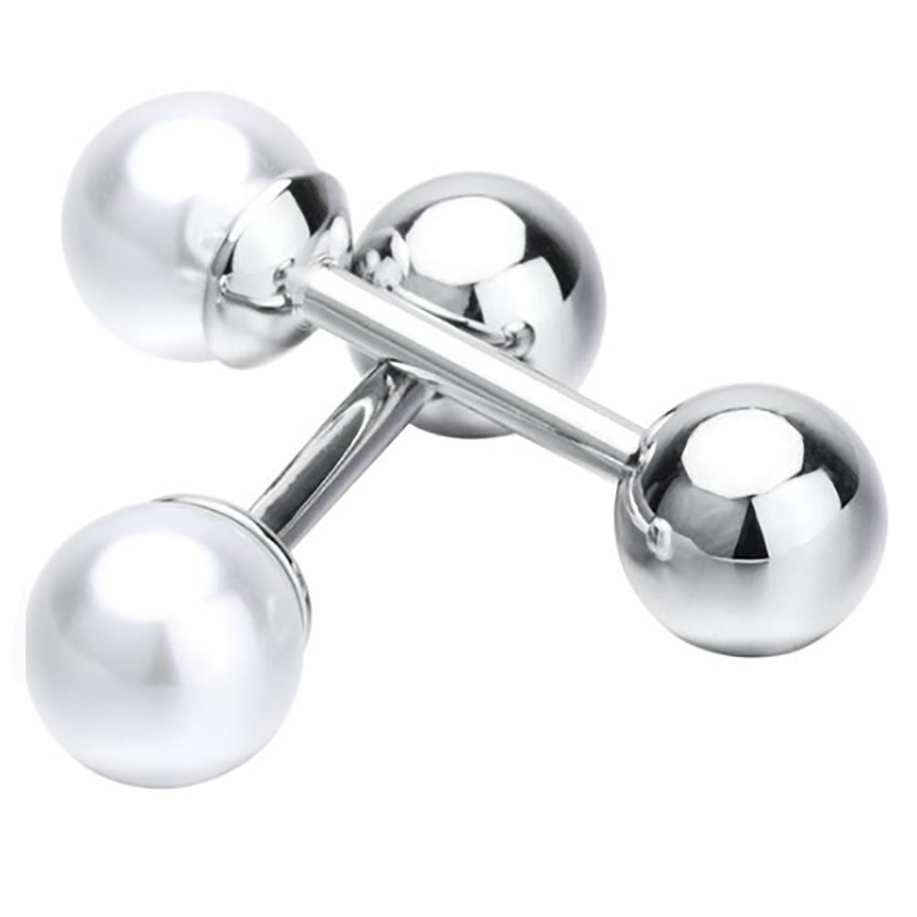 Charles William Smart Pearl Silver Round Ball Cufflinks Stud Oval Business Wedding Shirt UK