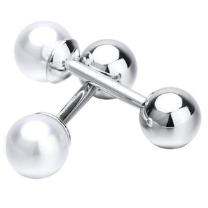 Charles William Pearl Silver Round Ball Cufflinks