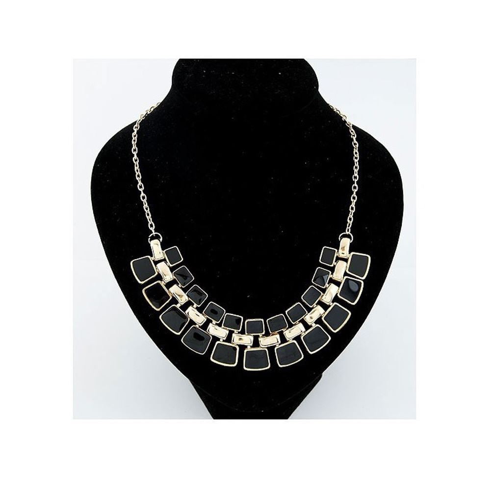 Women's Statement Necklace Shiny Enamel Jewellery Gold Tone Fashion Accessory UK