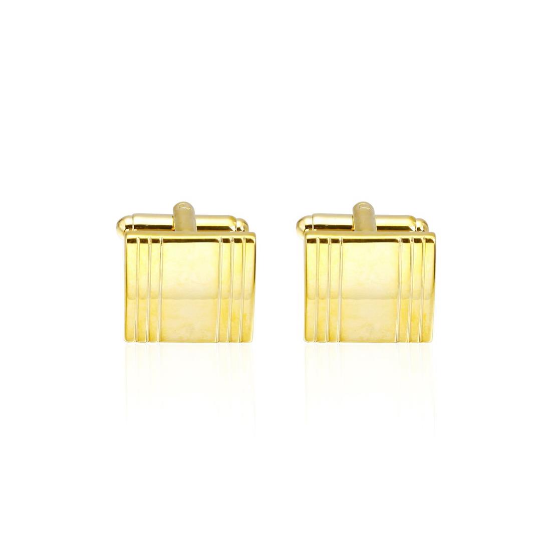 Charles William Gold Cufflinks Square Shape Premium Quality Free Pouch