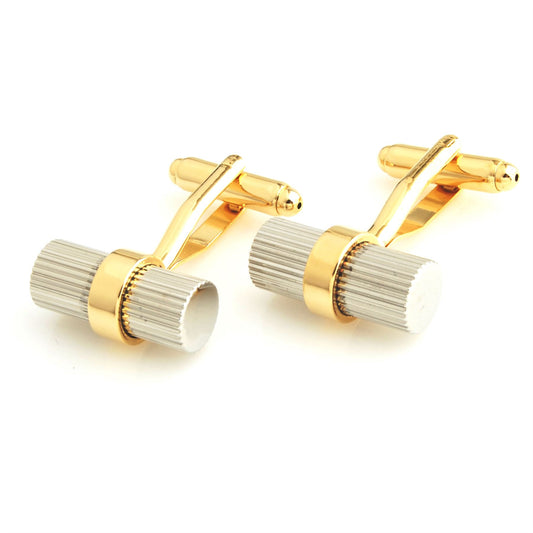 Elegant Two Tone Gold & Silver Barrel Cufflinks