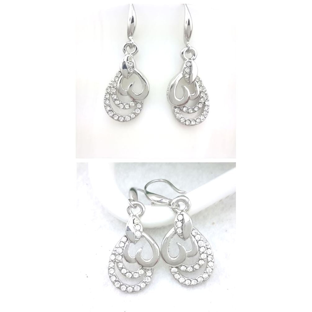 Beautiful Silver Heart Drop Earrings Ladies Jewellery from Charles William