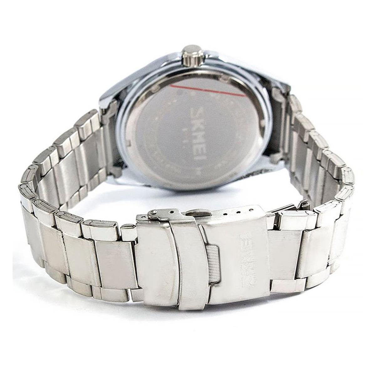 Skmei Mens Watch Stunning Analogue Watches Silver Stainless Steel Date SK9118 UK