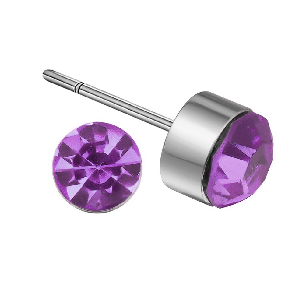 Women's Girls Small Crystal Stud Earrings Jewellery Light Purple from Charles William