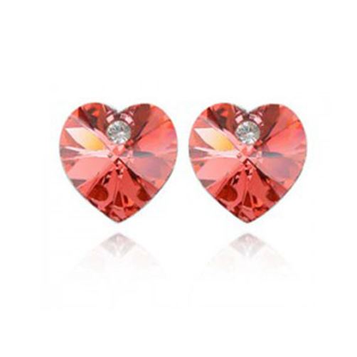 Austrian Crystal Stone And Elements Orange Heart Shaped Rhinestone Stud Earrings UK Seller