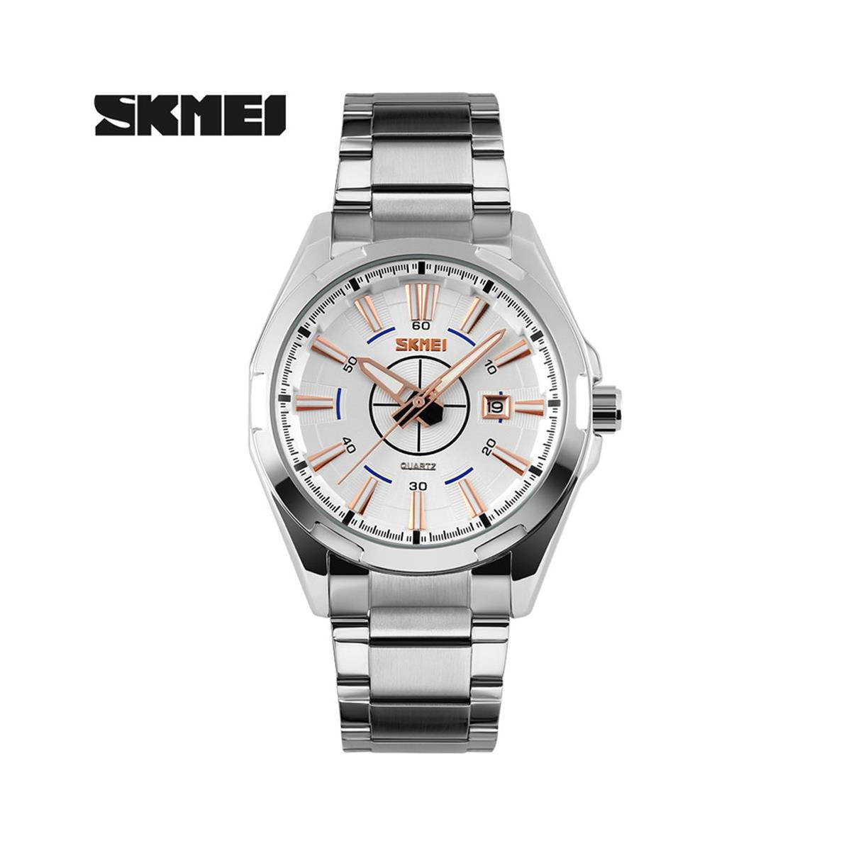 Skmei Mens Watch Stunning Analogue Watches Silver Stainless Steel