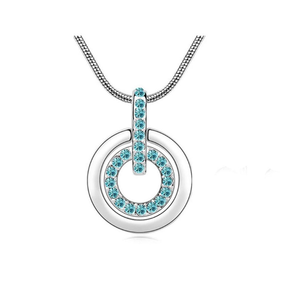 Charles William Sky Blue Circle Pendant Necklace Encrusted Crystal Stones Mix & Match UK