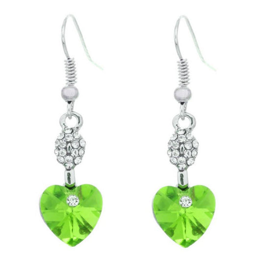 Heart Shaped Dangle Green Earrings Ladies Jewellery from Charles William