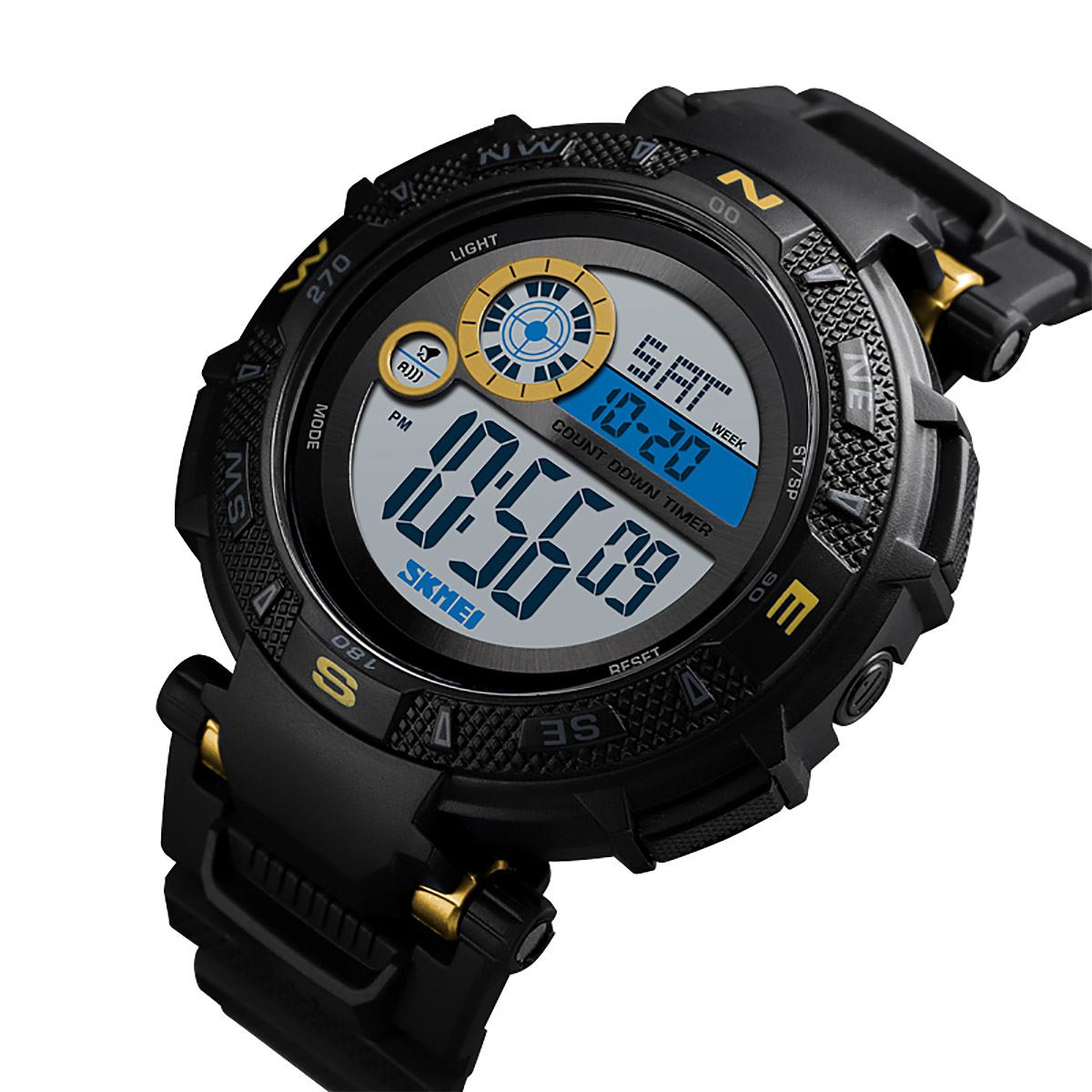 Skmei Mens Large Dial Digital Watch Day Date Alarm Stopwatch Tough Sports Watch DG1467G