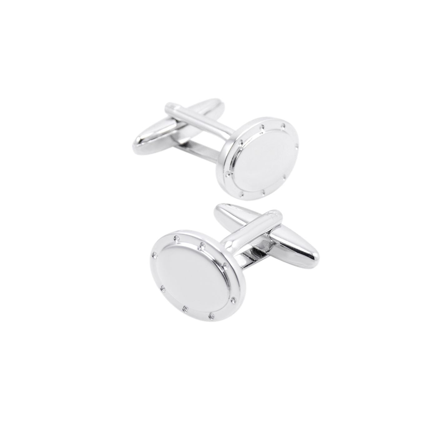 Charles William Oval Silver Cufflinks Shirt Sleeve White Stud Screw Button Cuff Link UK