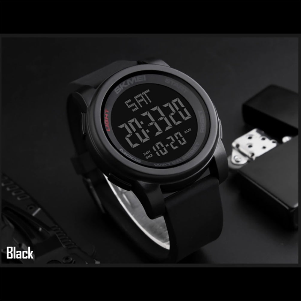 Skmei Mens Large Display Digital Watch Resin Strap Stopwatch Alarm DG1257