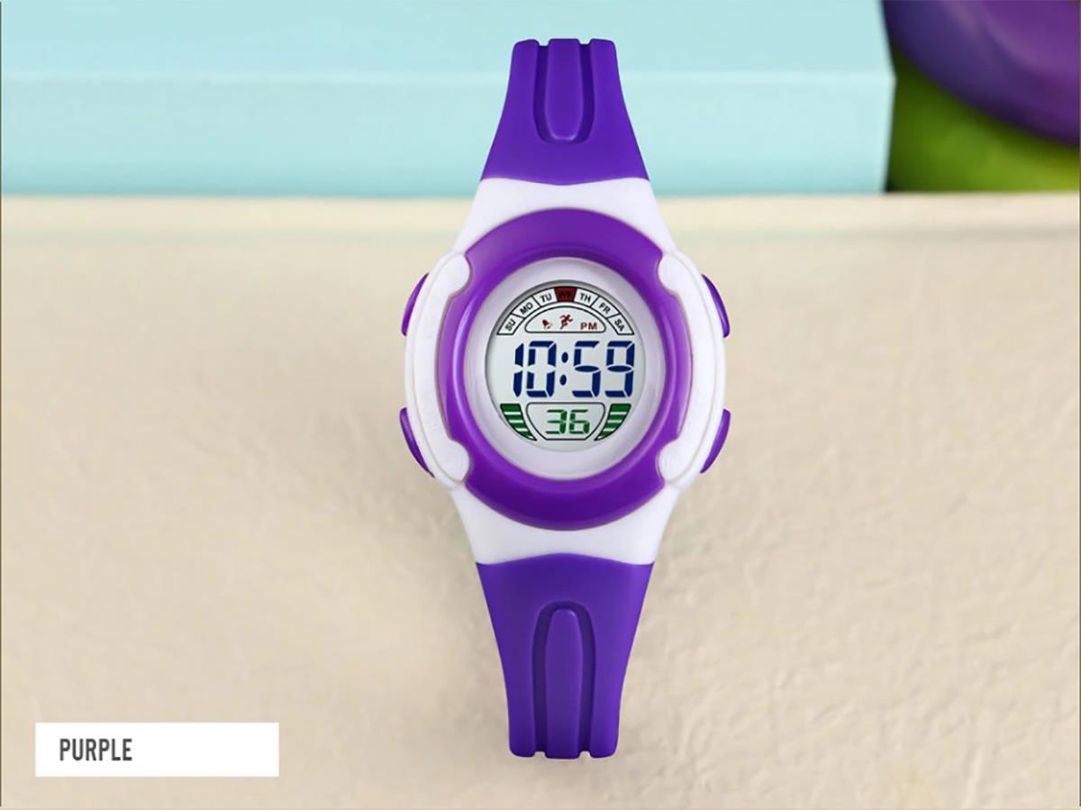 Skmei Childrens Kids Watch Girls Or Boys Stopwatch Alarm Light Purple