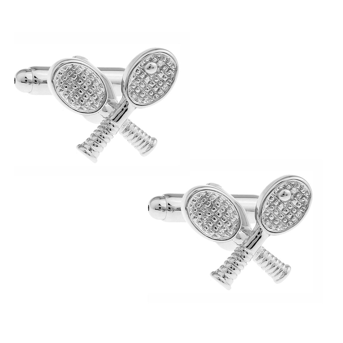 Charles William Tennis Sports Cufflinks Silver Tone Racquets & Ball Wimbledon Inspired Gift UK