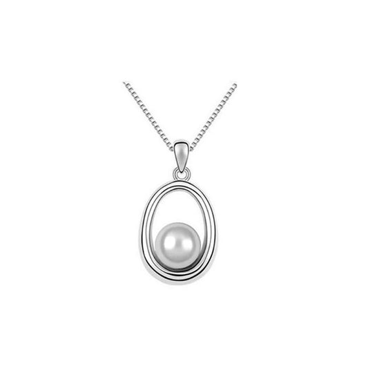 Beautiful Pearl Style Pendant Necklace White Stone Jewellery Gift BG1613