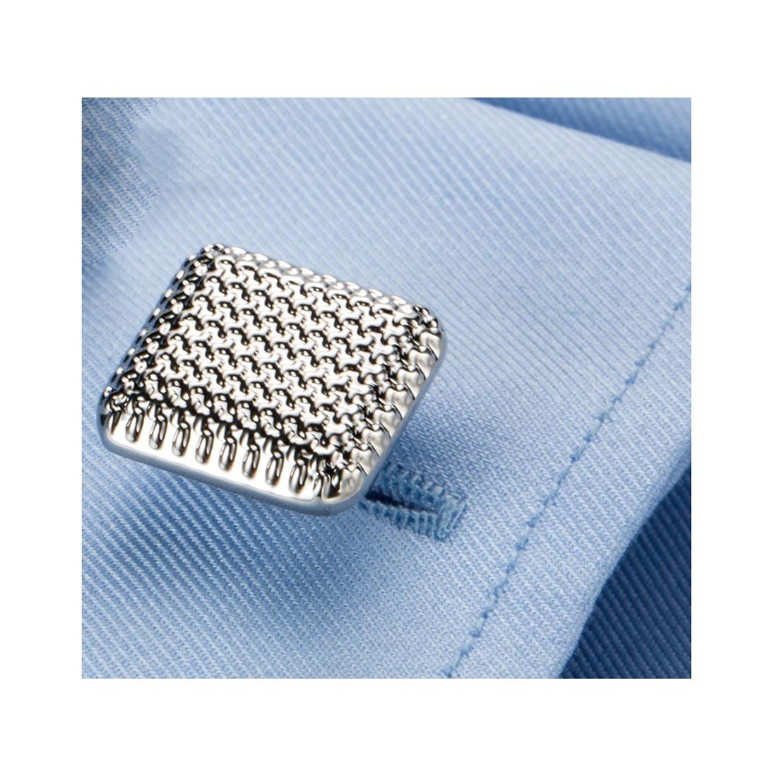 Charles William Elegant Silver Textured Cufflinks Fashion Smart Shirt Cuff LInks Wedding Office