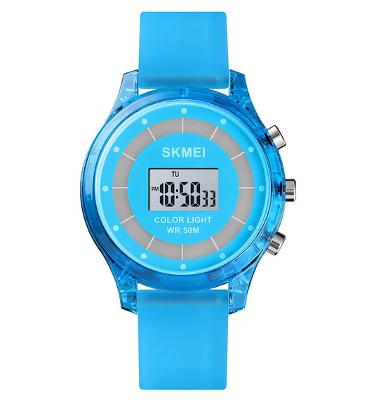 Childrens Blue Digital Watch with Date and Flashing Lights - Fun Design