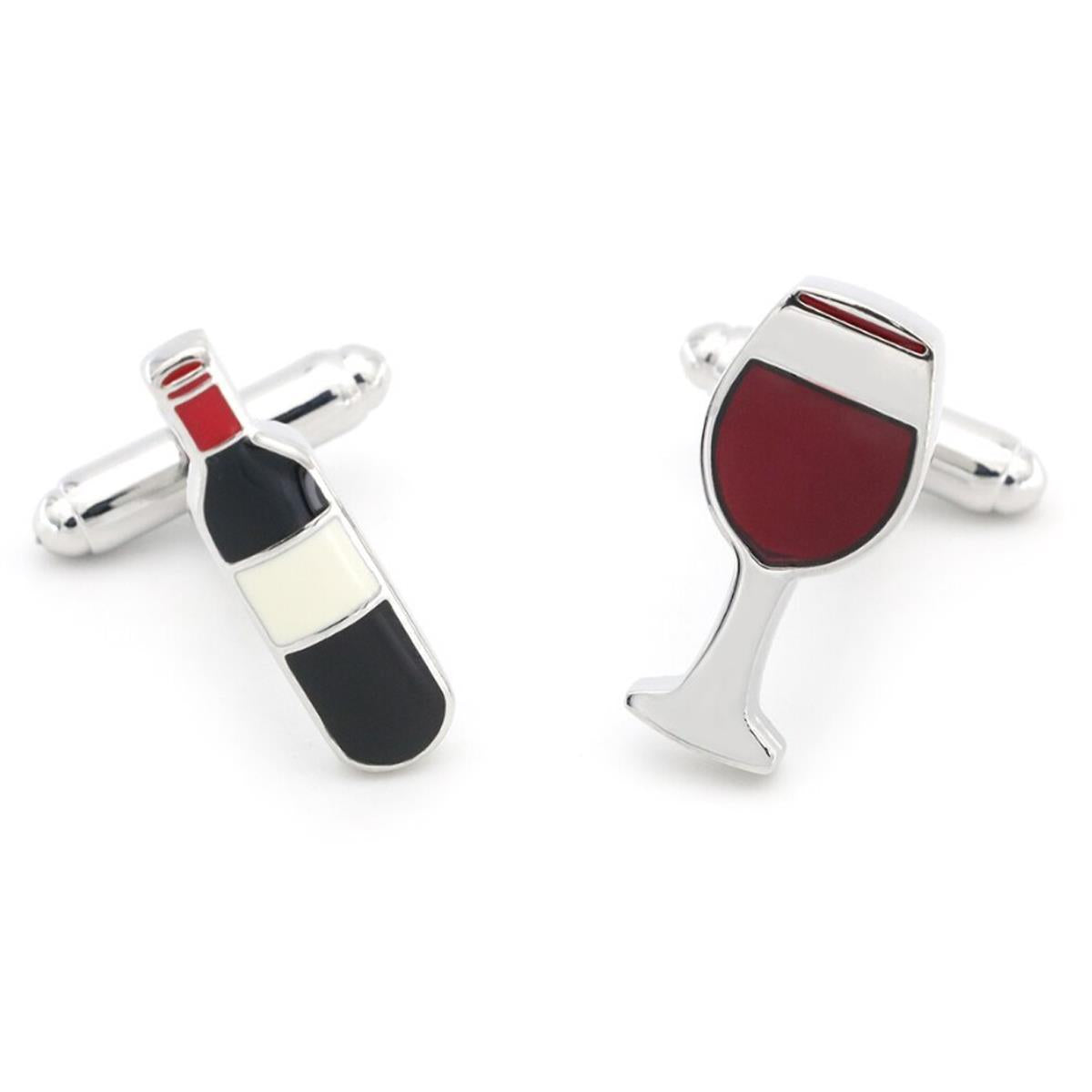 Charles William Silver Red Wine Glass Cufflinks Restaurant Present Drink Liquor Cocktail Drunk Pub